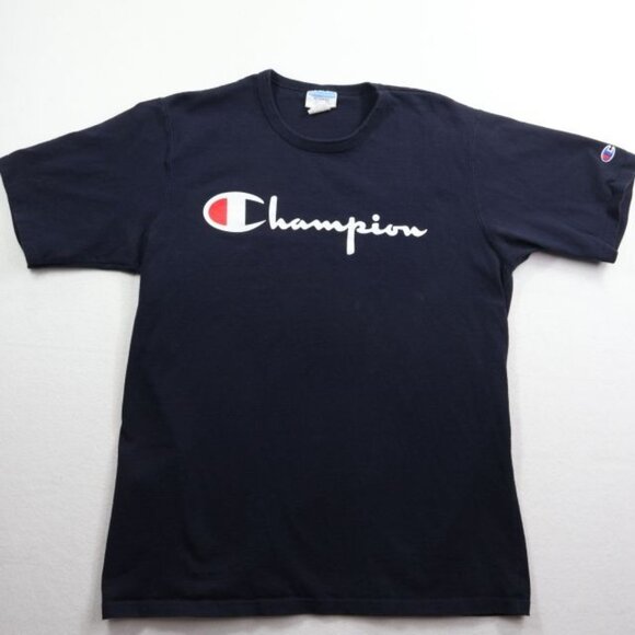 Vintage Champion Shirt Mens XL Blue Short Sleeve Spell Out - Picture 2 of 7